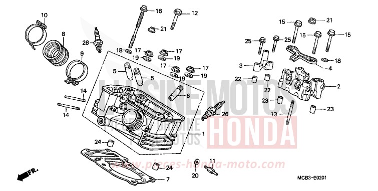 TESTATA POSTERIORE per Transalp 650 CYNOS GRAY METALLIC (NH400) del 2001